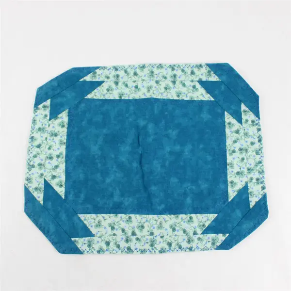 Set of 3 Teal Blue and Green Quilted Fabric Placemats 15-3/4"