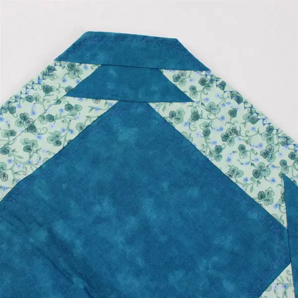 Set of 3 Teal Blue and Green Quilted Fabric Placemats 15-3/4"