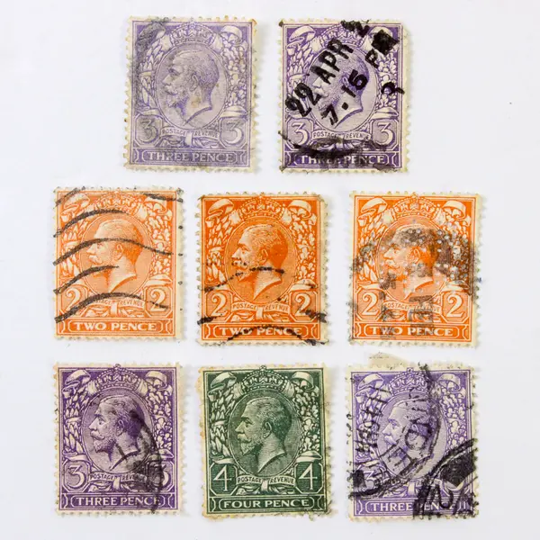 Lot Of 8 Great Britain King George V 2/3/4p Stamps Used 1912 1913