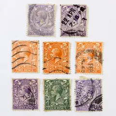 Lot Of 8 Great Britain King George V 2/3/4p Stamps Used 1912 1913