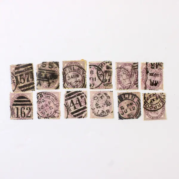 Lot Of 30 Great Britain Queen Victoria Penny Lilac One Penny Stamps Used 