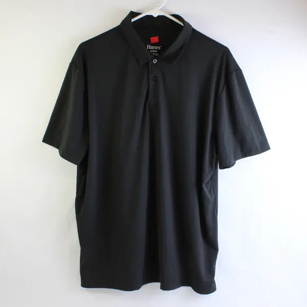 Hanes Black Sport Polo Shirt Large Men
