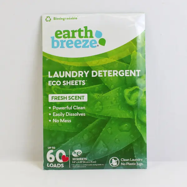 Earth Breeze Laundry Detergent Eco-Sheets (30 Sheets) Fresh Scent Up To 60 Loads