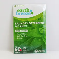 Earth Breeze Laundry Detergent Eco-Sheets (30 Sheets) Fresh Scent Up To 60 Loads