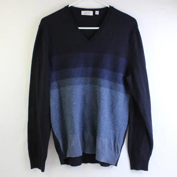  Calvin Klein Sweater Striped Blue Ombre Women’s Size L