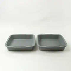 Set of 2 Grey Square Silicone Baking Pans Wave Pattern Dishwasher Safe