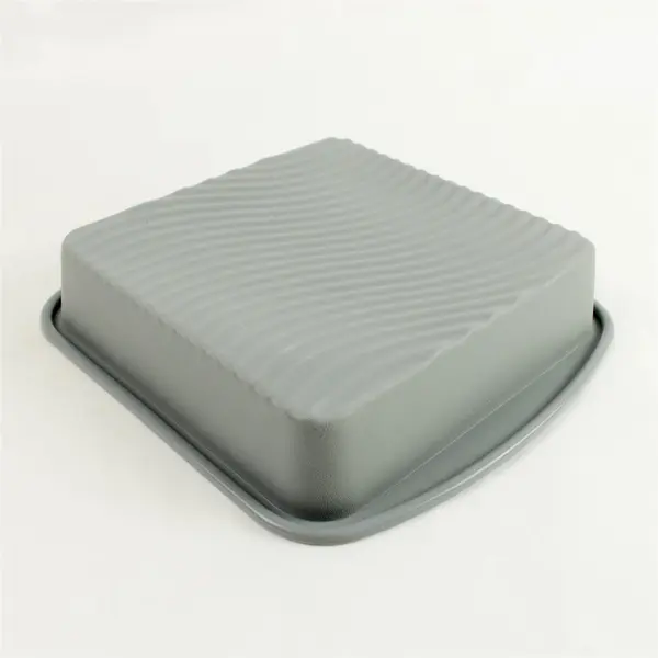 Set of 2 Grey Square Silicone Baking Pans Wave Pattern Dishwasher Safe