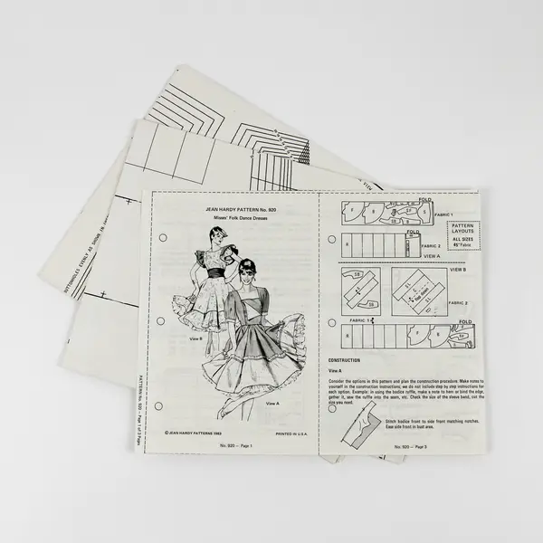 VTG 1977 Jean Hardy Pattern No. 920 Misses' Folk Dance Dresses