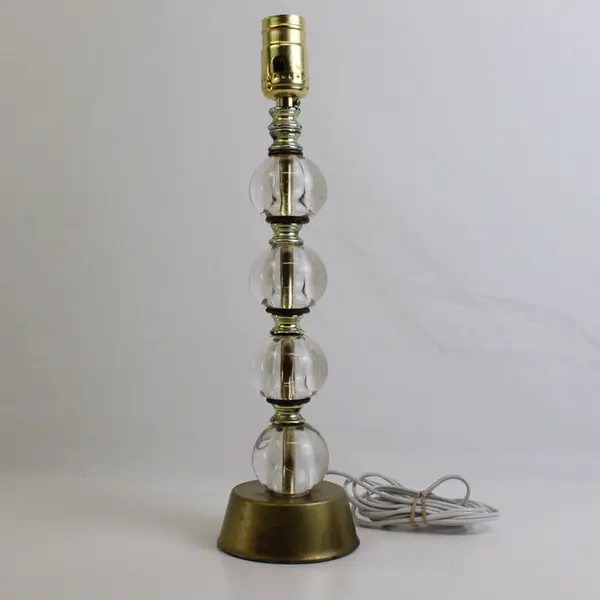 MCM-Style Stacked Glass Ball Table Lamp 15" TESTED WORKS