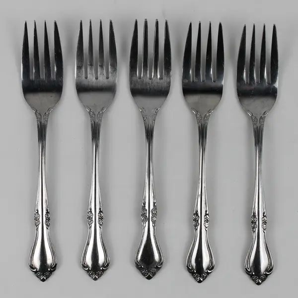 Set of 5 Vintage Breton Rose Stainless Steel Salad Forks