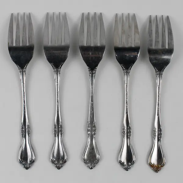 Set of 5 Vintage Breton Rose Stainless Steel Salad Forks