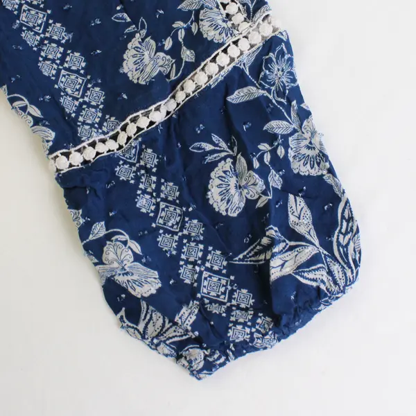 Christopher & Banks Blue Floral Boho Blouse Top Womens Size M