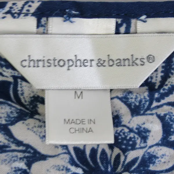 Christopher & Banks Blue Floral Boho Blouse Top Womens Size M