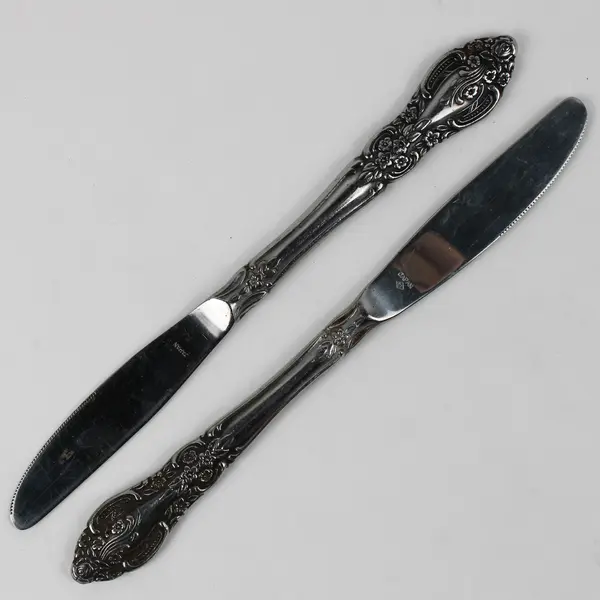 Set of 6 Vintage Springtime Stainless Steel Modern Solid Dinner Knives