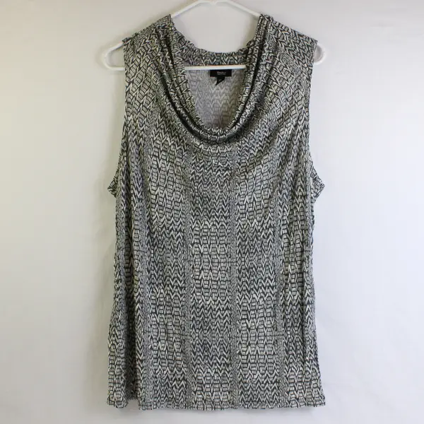 Mossimo Women's Green Geometric Rayon Drape Neck Tank Top Size XL