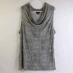 Mossimo Women's Green Geometric Rayon Drape Neck Tank Top Size XL