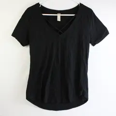 Altar'd State Black Strappy Front Tee Short Sleeve Small