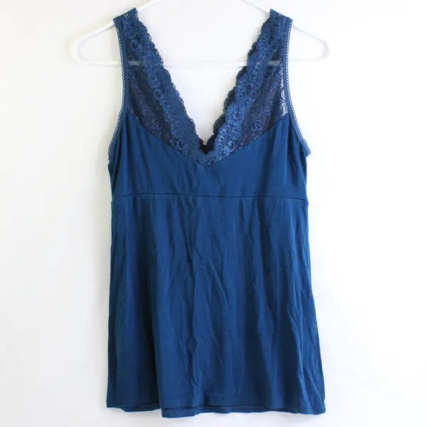 Express Teal Lace Edge Tank Top Sleeveless Medium