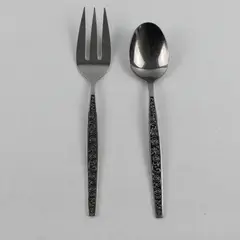 2 Piece Set Vintage Granada Rose Stainless Steel Serving Fork and Spoon