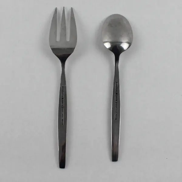2 Piece Set Vintage Granada Rose Stainless Steel Serving Fork and Spoon