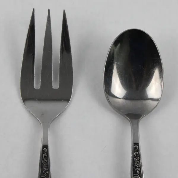 2 Piece Set Vintage Granada Rose Stainless Steel Serving Fork and Spoon