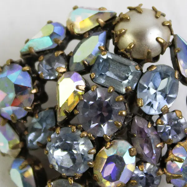 Vintage Aurora Borealis Rhinestone Cluster Clip-On Earrings Austria