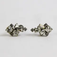 Vintage Parco Prov Colorless Rhinestone Silver-Tone Screw Back Earrings