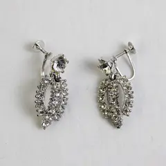 Vintage Bogoff Colorless Rhinestone Silver-Tone Screw Back Drop Earrings