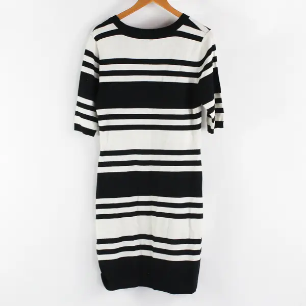 Allison Brittney Black and White Striped Half-Sleeve Knit Dress Women's XL