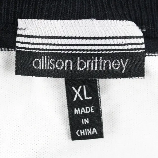 Allison Brittney Black and White Striped Half-Sleeve Knit Dress Women's XL