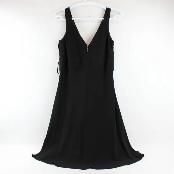 NWT Vintage Evan-Picone Black Midi Shift Dress Women's Size 16