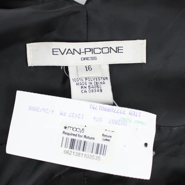 NWT Vintage Evan-Picone Black Midi Shift Dress Women's Size 16