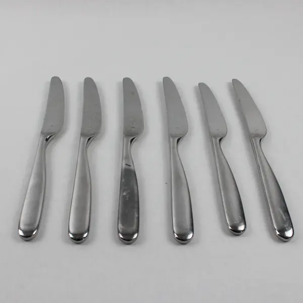 Lot of 6 Robert Welch Stanton Mirror Pattern Stainless 9.5" Dinner Knives Good