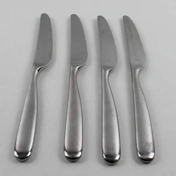 Lot of 4 Robert Welch Stanton Mirror Pattern Stainless 9.5" Dinner Knives Good