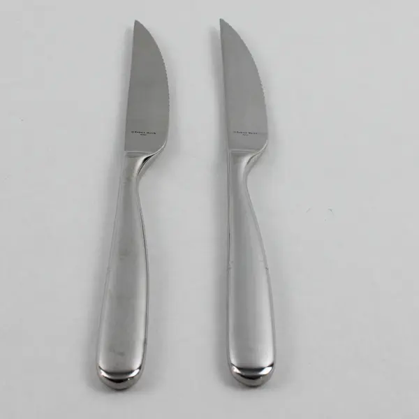 Lot of 2 Robert Welch Stanton Mirror Pattern Stainless 9.25" Steak Knives Good