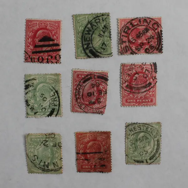 Lot Of 9 Great Britain King Edward VII Half Penny One Penny Stamps Used