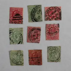 Lot Of 9 Great Britain King Edward VII Half Penny One Penny Stamps Used
