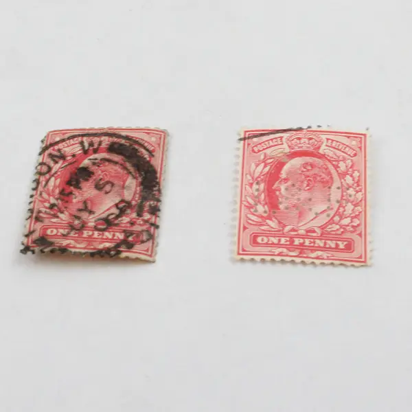 Lot Of 9 Great Britain King Edward VII 1/2d 1d Stamps Used Canceled Early 1900s
