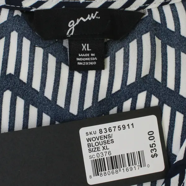 NWT GNW Geometric Print Lightweight Sleeveless Blouse Top XL 