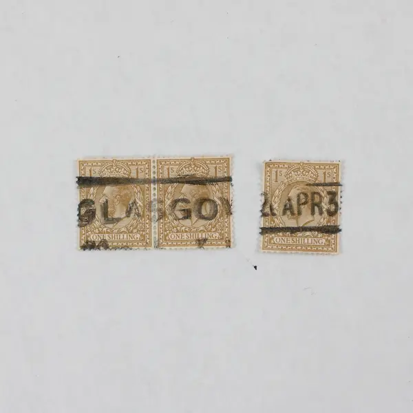 Lot Of 10 Great Britain King George V One Shilling Stamps Used Pairs Singles