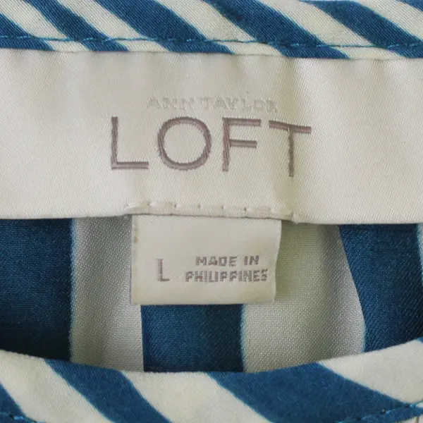 Ann Taylor Loft Blue Geometric Sheer Tank Top Women's Size Large