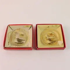 Lot of 2 Nation's Treasures Colorado Lark Bunting Ornament 24k Gold Finish Brass