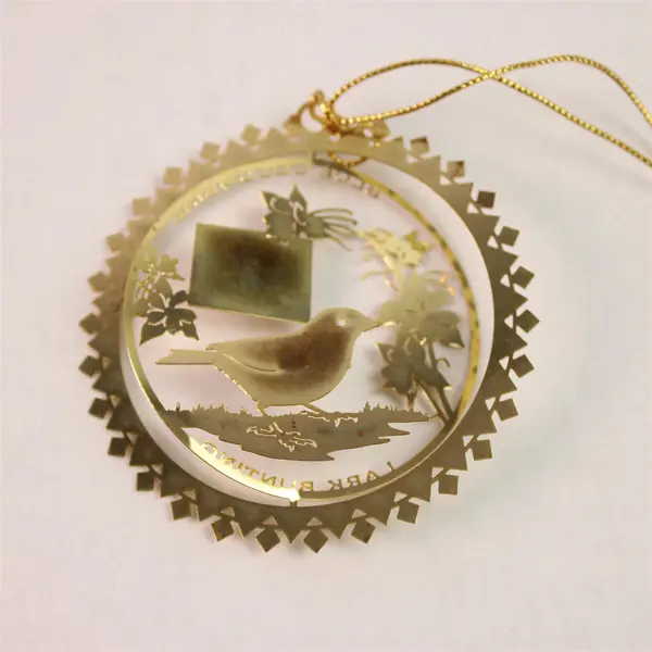 Lot of 2 Nation's Treasures Colorado Lark Bunting Ornament 24k Gold Finish Brass