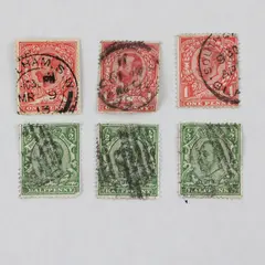 Lot Of 6 Great Britain King George V Half Penny One Penny Stamps Used