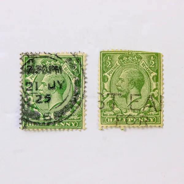 Lot Of 9 Great Britain King George V Halfpenny Three Halfpence Stamps Used