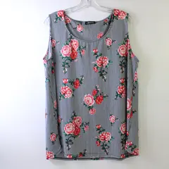 Colette Women's Sleeveless Top Striped Floral 2X