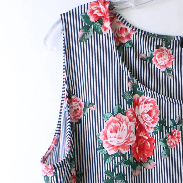 Colette Women's Sleeveless Top Striped Floral 2X