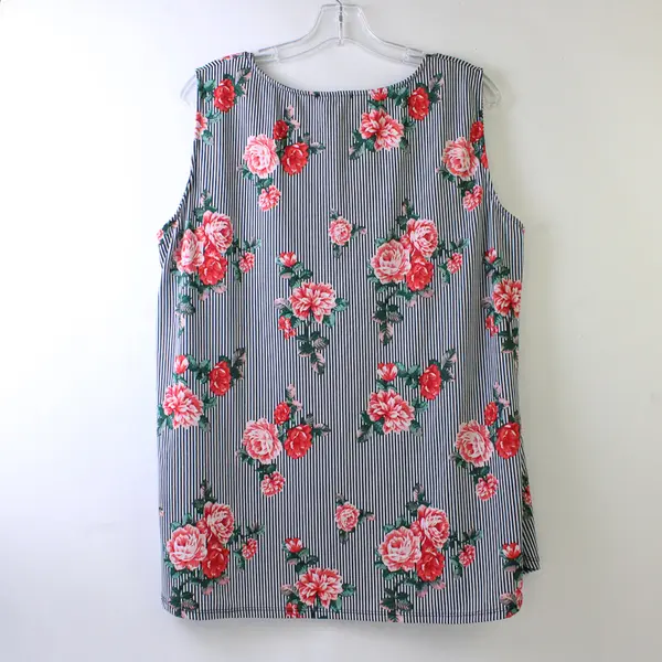 Colette Women's Sleeveless Top Striped Floral 2X