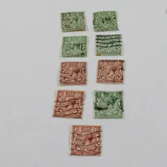Lot Of 9 Great Britain King George V 1/2d 1 1/2d Stamps Used