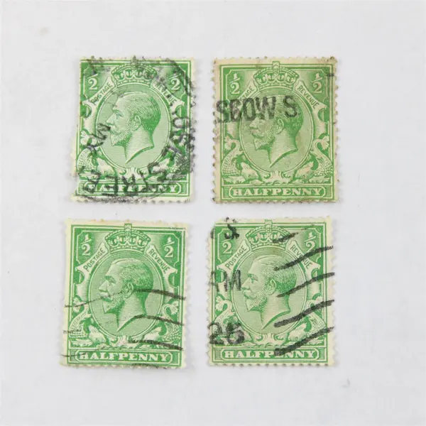 Lot Of 8 Great Britain King George V Halfpenny Three Halfpence Stamps Used